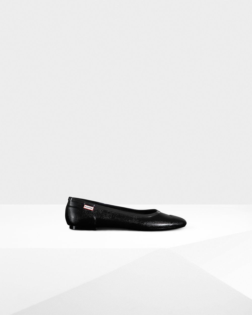 Women Hunter Original Tour Gloss Flats | Ballerina Black | NZ-17508-ONBM